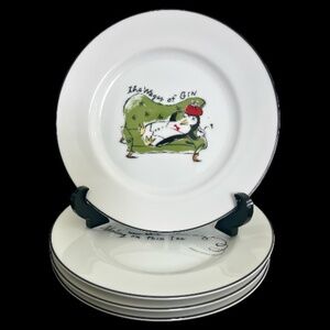 4 Pottery Barn Penguin Appetizer/Dessert Plates – Set A